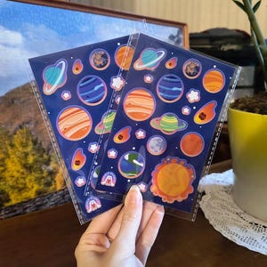 fogli di adesivi per decorare - collezione "sistema solare"