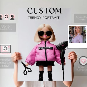 Custom Stylized Portrait , Trendy Personalized Digital Art, Unique Gift for Her & Him, Custom Doll-Inspired Illustration , Digital Download