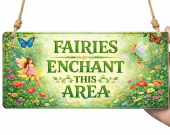 Panneau de jardin en métal en métal avec fées, décoration de jardin féerique, plaque jardin enchanté, panneau de fée fantaisiste, cadeau jardin d'extérieur cpt20