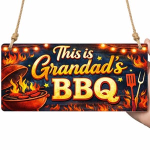 Grandad's BBQ metalen bord – grappig barbecue wanddecoratie – cadeau voor opa BBQ-liefhebber – bord tuin, terras, mancave of buitengrill cpt36