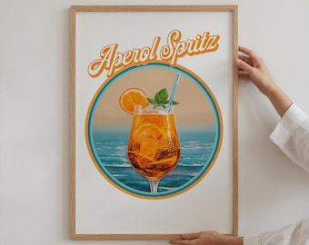 Vintage Aperol Spritz Poster, Retro Beach INSTANT Digital Download Wall Art, Bart Cart Print, Trendy Wall Art, Spritz Season