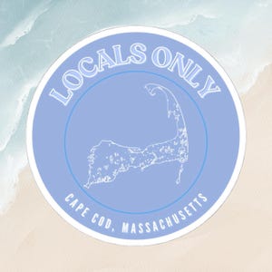 “Locals Only Cape Cod” Aufkleber – Küsten-Vinyl-Aufkleber, Massachusetts Summer Aesthetic, Wasserflasche-Laptop-Aufkleber, Ostküste, Blau