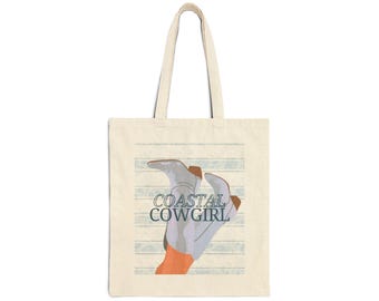 Blue Coastal Cowgirl Tote Bag: Chic, Eco-Friendly Bag for Beach Days, Shopping, Travel, Gifts, Everyday Use, Summer Vibes