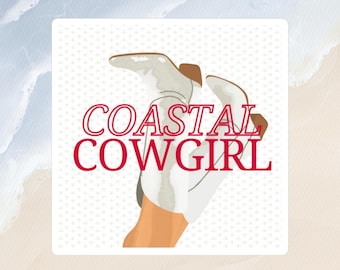 Coastal Cowgirl Sticker – Trendy Vinyl Decal for Summer, Preppy Cowgirl Aesthetic, Western Beach Style Tumbler or Laptop Sticker