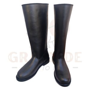 Herren Reitstiefel aus schwarzem Leder | Handgefertigter Deutscher Offizier Lederstiefel | Premium Leder Reiterschuh