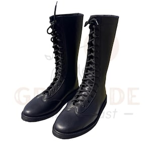 Men's Pro Wrestling Shoes, Handmade Wrestling Long Black Boots, Custom Wrestling Lace Up Shoes, Professional Wrestling Boots