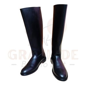 Leather British Officer Tall Knee High Boots | Black Handmade Leather Horse Riding Shoes| Premium Tall Equestrian Boots for Men Husband Gift
