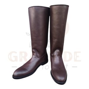 Handmade Leather Equestrian Boots, Men&#39;s Brown Horse Riding Boots, English Riding Women Boots, German Officer Over Knee Boot