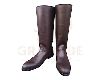 Handmade Leather Equestrian Boots, Men's Brown Horse Riding Boots, English Riding Women Boots, German Officer Over Knee Boot