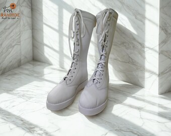 Pro Custom Wrestling Boots | Handmade Tall Lace-Up Leather Boots | Professional Wrestler Men Boot