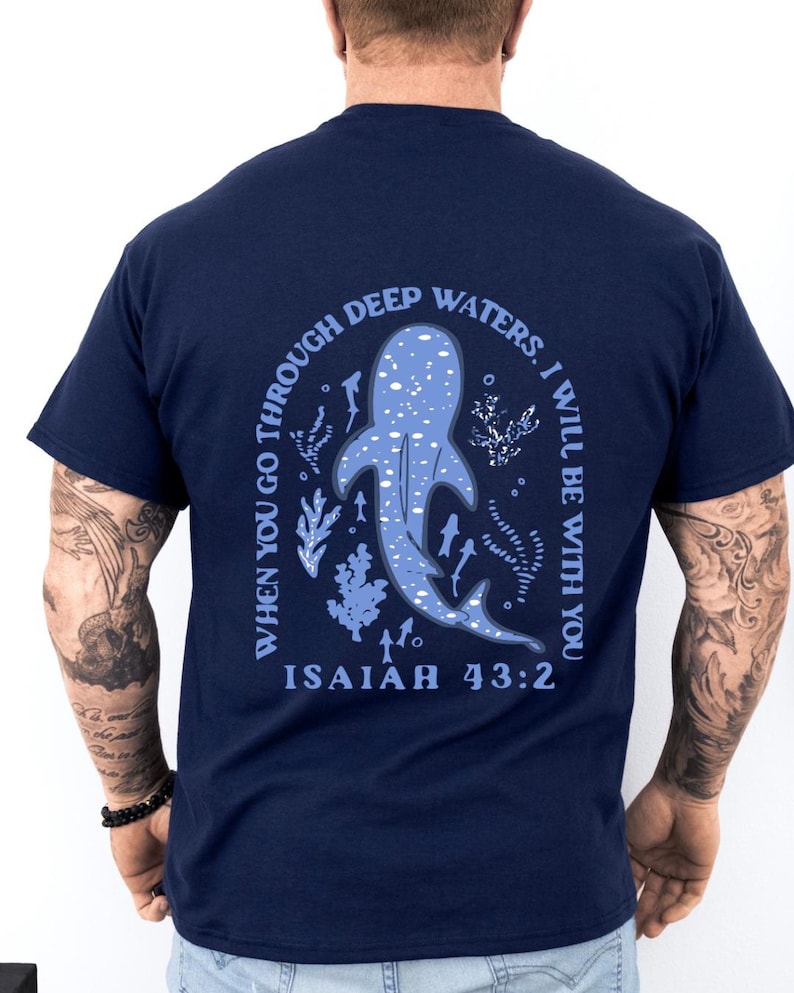 When You Go Through Deep Waters I Will Be With You Isaiah 43:2, Christian, men T-shirt, women T-shirt, Comfort Colors, Gildan image 2