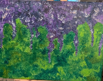 Hand Painted Wisteria Acrylic on Canvas