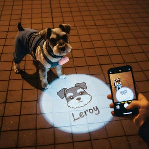 Custom Pet Photo Projection Light for Dog Collar, Personalized Pet Portrait LED Night Walking Safety Lamp, Gift for Dog Cat Lovers