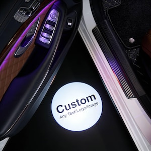 Set of 2 Custom Car Door Projector Lights, Personalized Wireless Welcome LED Puddle Light, Any Logo Text Image Ghost Shadow Courtesy Lamp