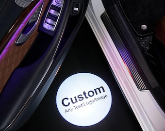 Set of 2 Custom Car Door Projector Lights, Personalized Wireless Welcome LED Puddle Light, Any Logo Text Image Ghost Shadow Courtesy Lamp
