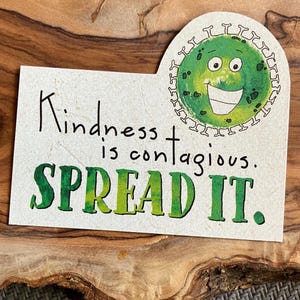 Handgemachte Kindness is Contagious Aufkleber Wasserdicht, Positives Zitat, Grünes Lächeln Design Laptop, Flasche, Notebook Aufkleber Geschenk Happy Joy Vibe