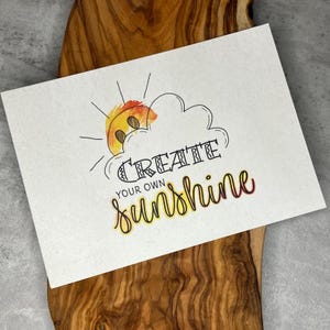 Maak je eigen Sunshine-briefkaart Opbeurende aquarelkunstdruk Positief briefpapier Cadeau voor tijdschrift, kantoor, vrienden of koelkast Motivatie