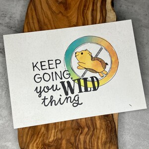 Carte postale motivante Keep Going You Wild Thing Carte animal arc-en-ciel dessinée à la main Impression d'art fantaisiste Cadeau Papeterie Inspiration positive