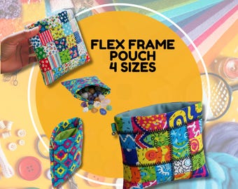 Flex Frame Pouch Sewing Pattern PDF – 4 Sizes, Easy Snap Pouch, Coin Purse, Glasses Case