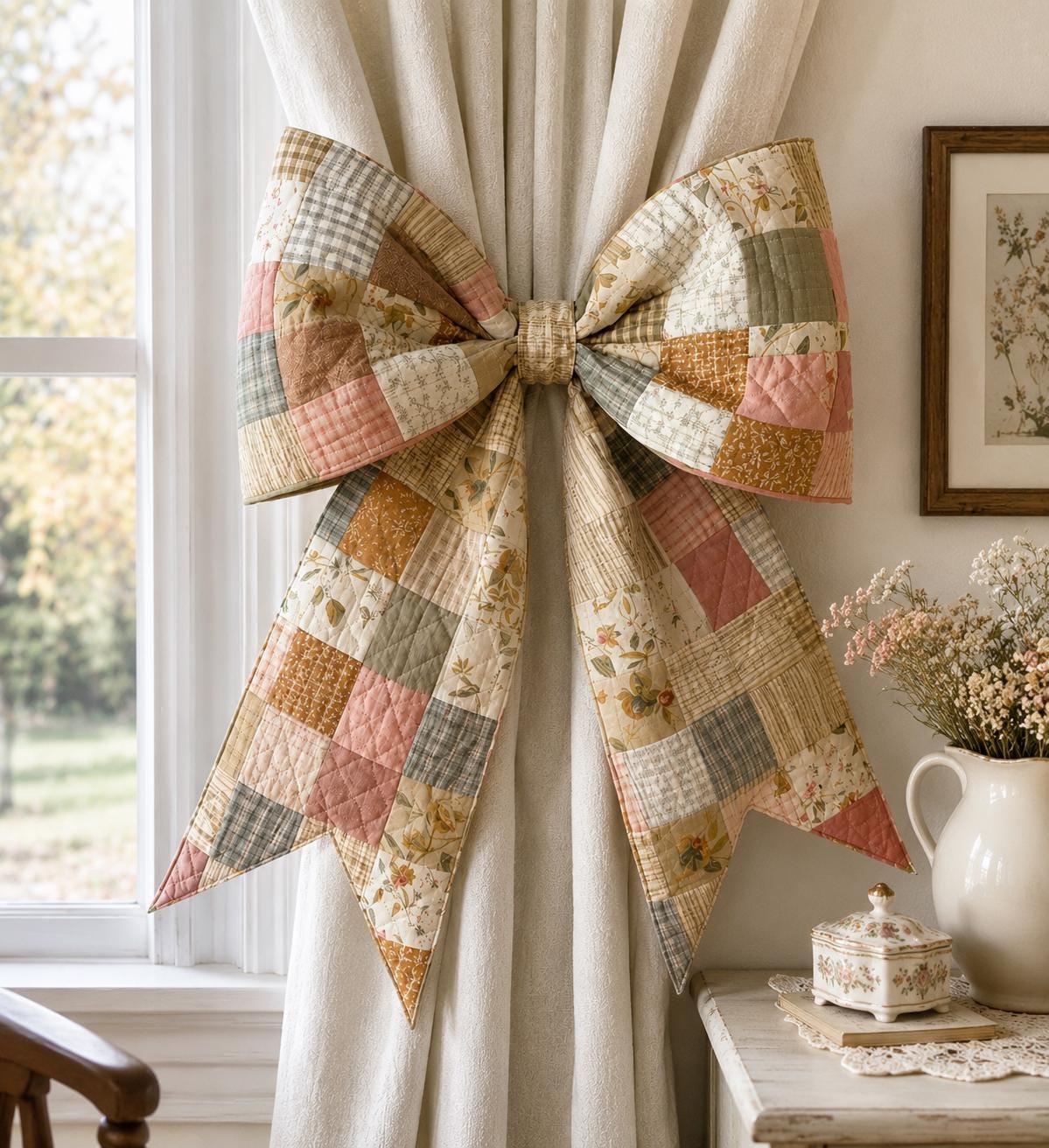 Bow Patchwork Pattern Vintage Patchwork Quilted Bow Sewing Pattern PDF, Giant Door Bow, Scrap ...