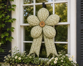 Giant 3D Quilted Flower Bow Door Hanger Pattern PDF, Fabric Sewing, Patchwork Door Decor