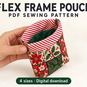 Flex Frame Pouch Sewing Pattern PDF – 4 Sizes, Easy Snap Pouch, Coin Purse, Glasses Case