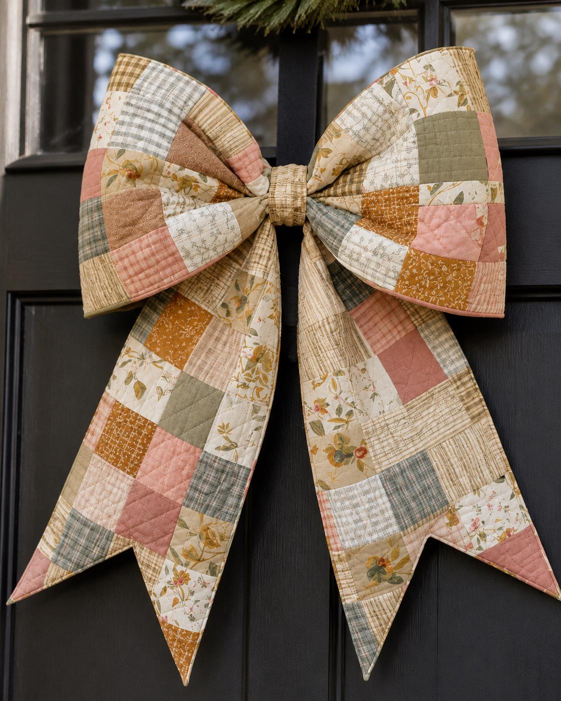 Bow Patchwork Pattern Vintage Patchwork Quilted Bow Sewing Pattern PDF, Giant Door Bow, Scrap ...