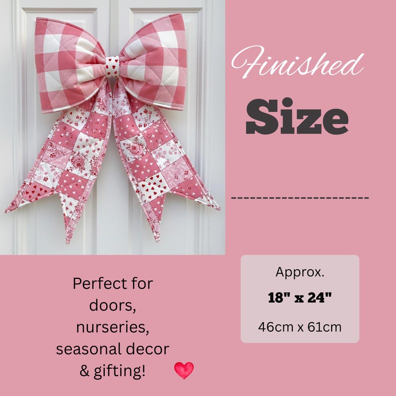 DIY Quilted Giant Bow Pattern PDF - 3 Style Door Bow Sewing Pattern, Confident Beginner Scrap Project Gift image 5