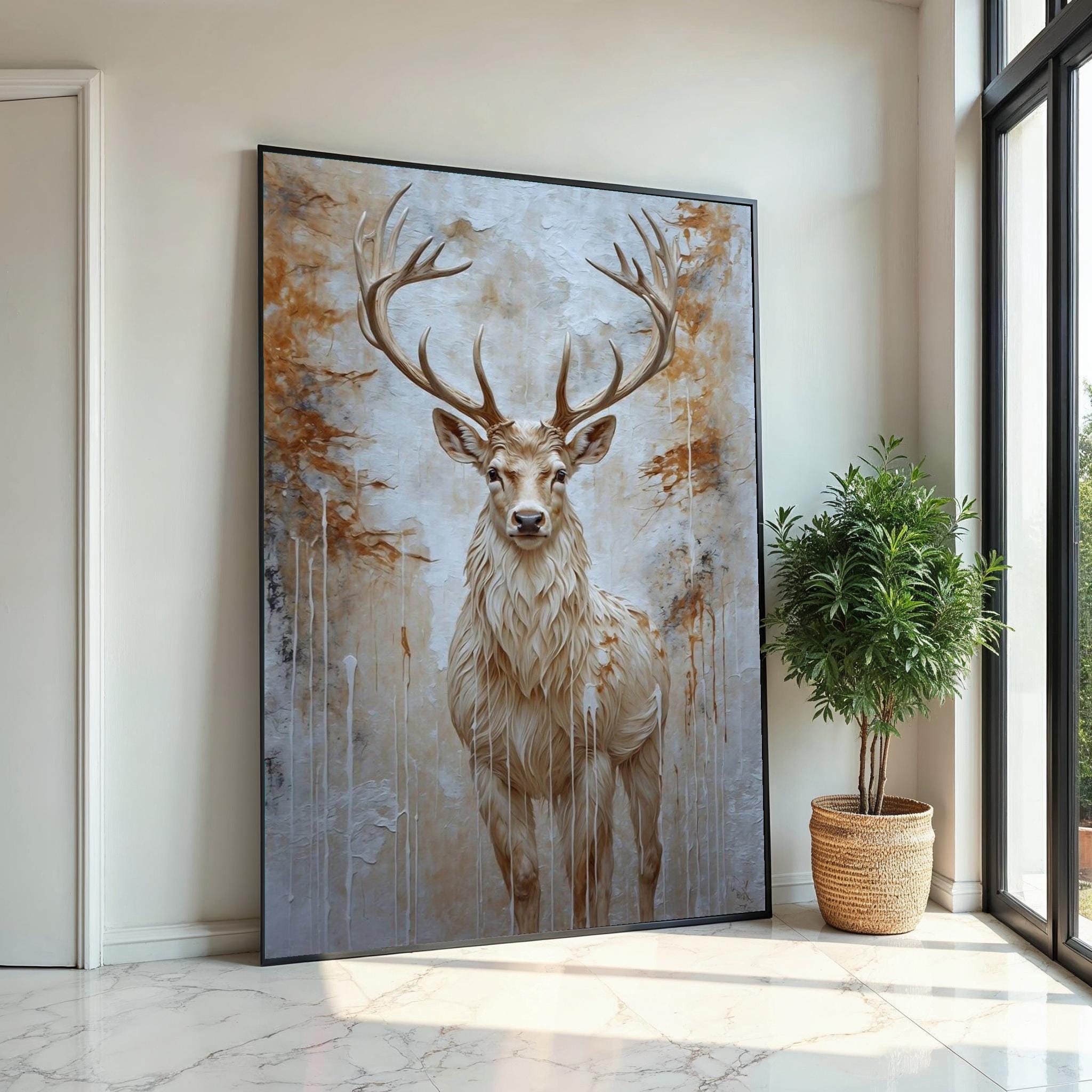 Majestic Stag Canvas Art, Wildlife Deer Print, Rustic Forest Animal ...