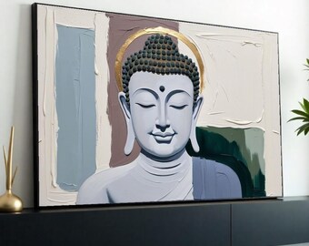 Canvas Boeddha sereniteit, spirituele muurkunst, rustige Boeddha-afdruk, decor zen huis, kunst aan de muur canvas ontwerp, klaar om op te hangen decoratie