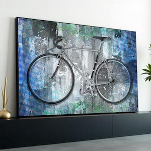 Bicycle Canvas Art, Modern Bike Wall Print, Urban Art Poster, Wall Art Canvas Design, Ready To Hang Decoration, Abstract Cycle Artwork