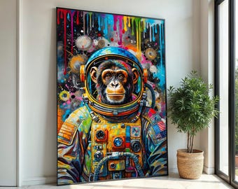 宇宙猿アートプリント 8 x 10 - 月面のチンパンジー