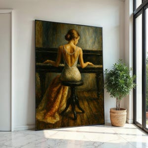 Elegant Pianist Canvas Art, Woman Playing Piano Wall Art, Classical Music Decor, Wall Art Canvas Design, Ready To Hang Decoration