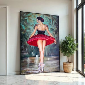 Elegante Ballerina Leinwand, Tanz Wandkunst, Balletttänzer Poster, Wandkunst Leinwanddesign, fertig zum Aufhängen für die Dekoration