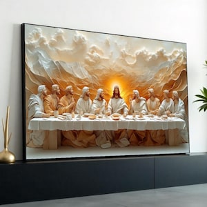 Last Supper Canvas, Jesus and Disciples Wall Art, Spiritual Art Print, Religious Decor, Wall Art Canvas Design, Ready to Hang Decoration