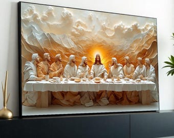 Last Supper Canvas, Jesus and Disciples Wall Art, Spiritual Art Print, Religious Decor, Wall Art Canvas Design, Ready to Hang Decoration