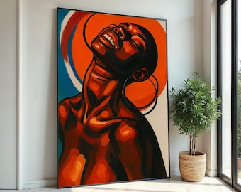 Afrocentric Canvas Art, Bold African Woman Portrait, Modern Wall Art, Vibrant Black Woman Painting, Contemporary Home Decor