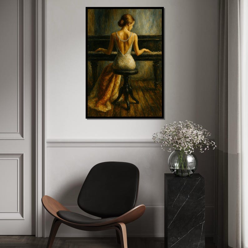 Elegant Pianist Canvas Art, Woman Playing Piano Wall Art, Classical Music Decor, Wall Art Canvas Design, Ready To Hang Decoration