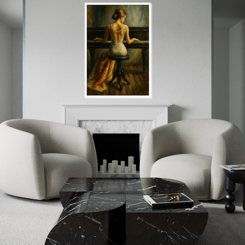 Elegant Pianist Canvas Art, Woman Playing Piano Wall Art, Classical Music Decor, Wall Art Canvas Design, Ready To Hang Decoration