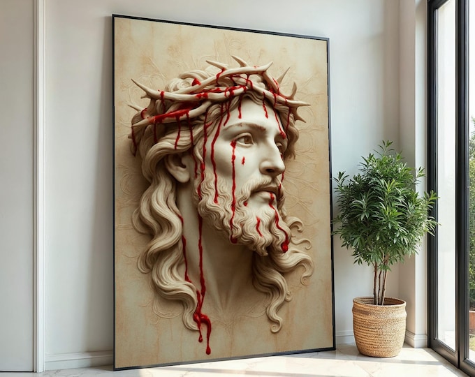 Jesus Christ Crown of Thorns Canvas Painting Christian Wall Art ...