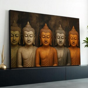 Lienzo de Buda Serenidad, Arte de Buda Multicolor, Arte Mural Espiritual, Diseño de Lienzo Meditativo, Decoración Lista para Colgar, Póster de Paz