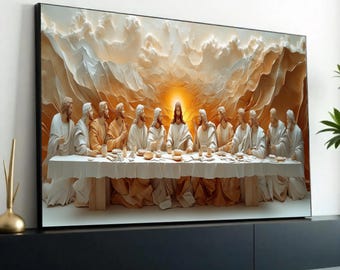 12 apôtres, toile d'art murale La Cène, toile religieuse Jésus et ses disciples, décoration murale spirituelle chrétienne, décoration prête à accrocher