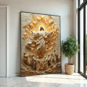 Divine Ascent Canvas, Ascension Wall Art, Spiritual Sculpture Print, Wall Art Canvas Design, Ready To Hang Religious Decoration, Print Art