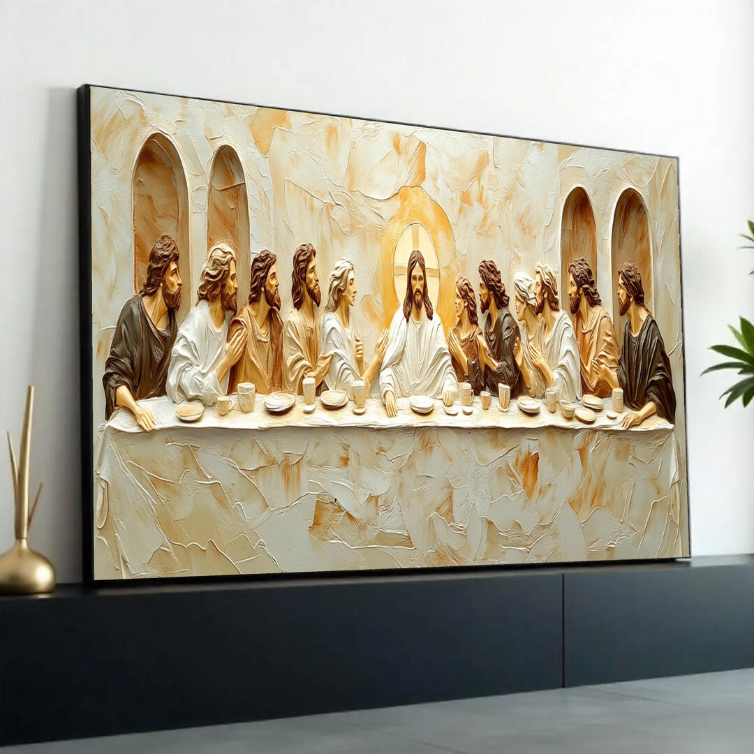The Last Supper Canvas Wall Art, Religious Jesus and Disciples ...