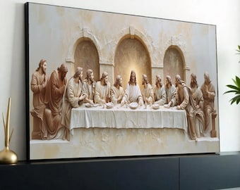 Art mural sur toile La Cène, scène biblique religieuse, Jésus et ses disciples, décoration spirituelle pour la maison, décoration prête à accrocher