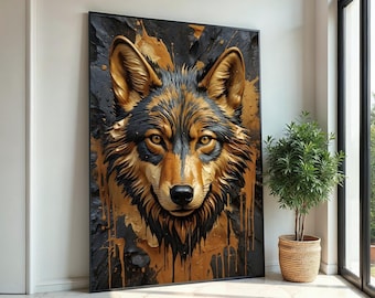 Majestic Wolf Canvas, Animal Wall Art, Wild Wolf Art Print, Wall Art Canvas Design, Ready To Hang Decoration, Wolf in Nature
