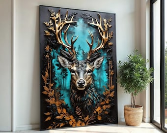 Majestic Deer Canvas Art, Forest Stag Wall Print, Deer with Antlers, Nature Canvas, Wall Art Canvas Design, Ready to Hang Decoration