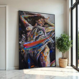 Colorful Abstract Woman Canvas, Vibrant Female Art, Expressionist Canvas Wall Art, Modern Art Print, Ready to Hang Decoration