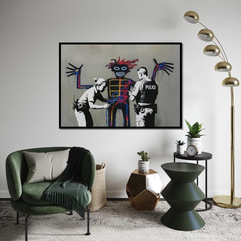 Police Graffiti Art Canvas, Abstract Street Poster, Urban Wall Art ...
