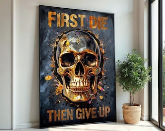 Lienzo de calaveras coloridas, impresión gótica vibrante, decoración de pared abstracta moderna, arte macabro único para el hogar, decoración de habitación vanguardista